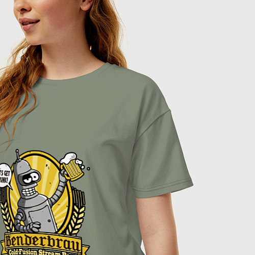 Женская футболка оверсайз Benderbrau premium beer / Авокадо – фото 3