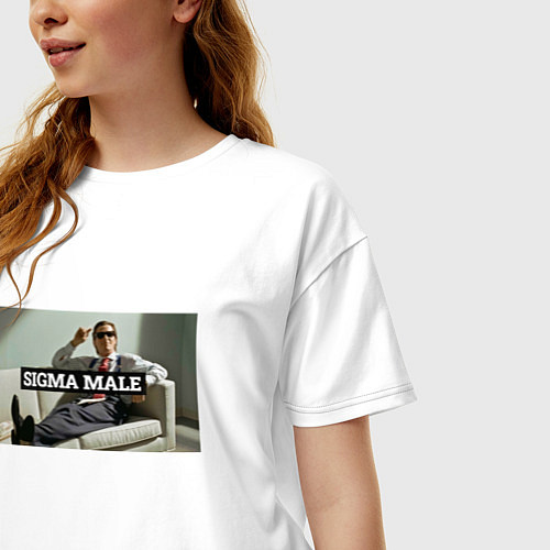 Женская футболка оверсайз Sigma male - Бэйтман / Белый – фото 3