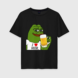 Футболка оверсайз женская Drink Pepe, цвет: черный