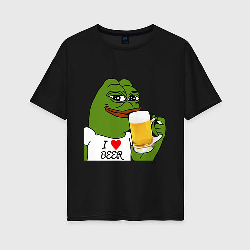 Женская футболка оверсайз Drink Pepe / Черный – фото 1