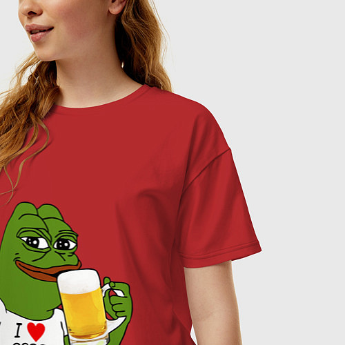 Женская футболка оверсайз Drink Pepe / Красный – фото 3
