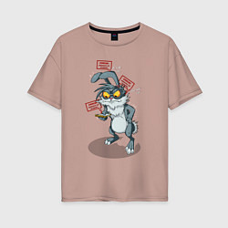 Женская футболка оверсайз Смарт кролик