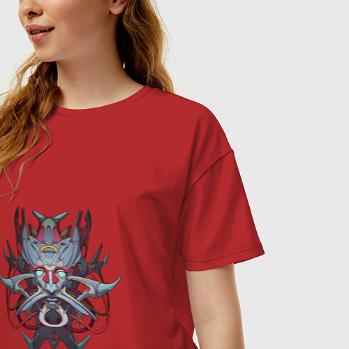 Женская футболка оверсайз Cyberface / Красный – фото 3