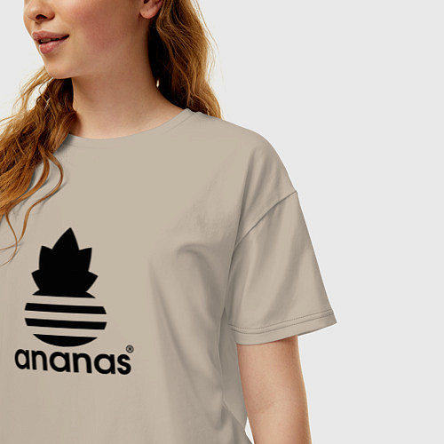 Женская футболка оверсайз Ananas - Adidas / Миндальный – фото 3