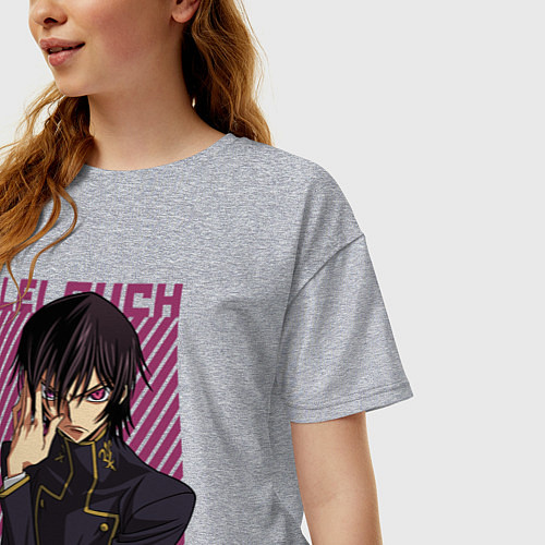Женская футболка оверсайз Лелуш Черный принц / Меланж – фото 3