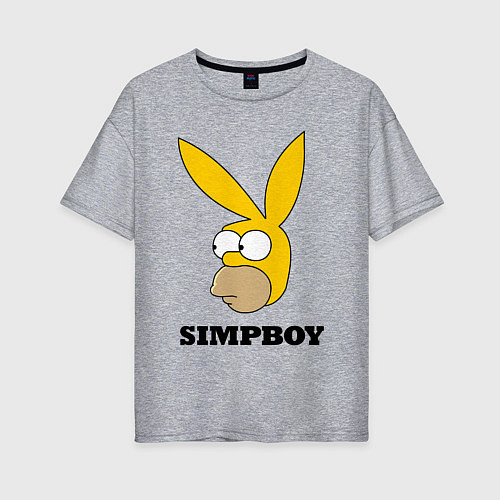 Женская футболка оверсайз Simpboy - rabbit Homer / Меланж – фото 1