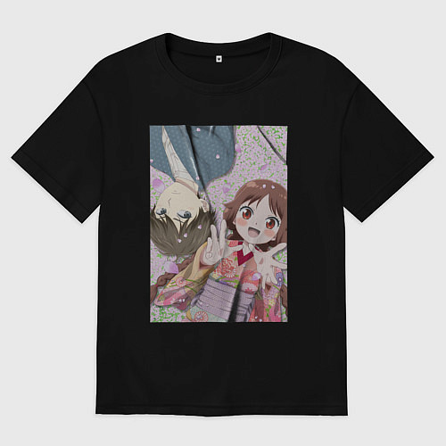 Женская футболка оверсайз Тамахико Сима и Юдзуки Татибана - Сказка о девушке / Черный – фото 1