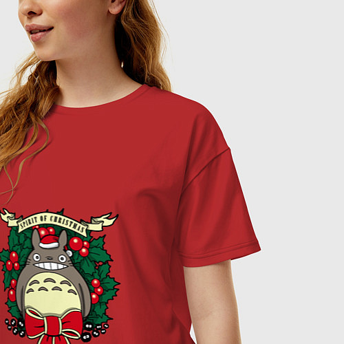 Женская футболка оверсайз Дух рождества / Красный – фото 3