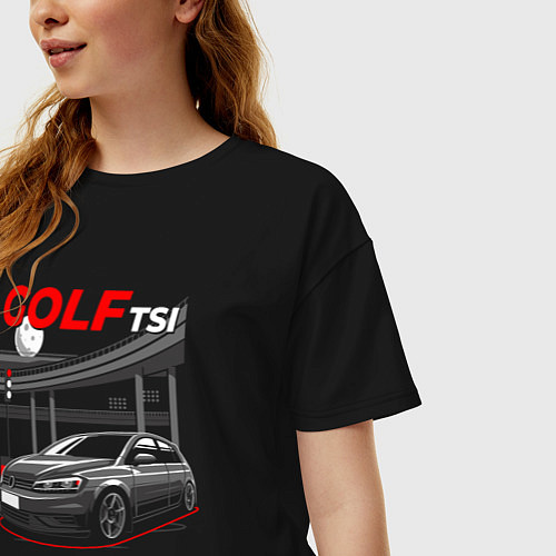 Женская футболка оверсайз Volkswagen golf art / Черный – фото 3