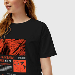 Футболка оверсайз женская Почита демон бензопилы, цвет: черный — фото 2