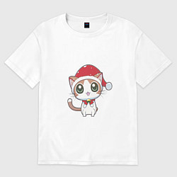 Футболка оверсайз женская Славный котенок, цвет: белый