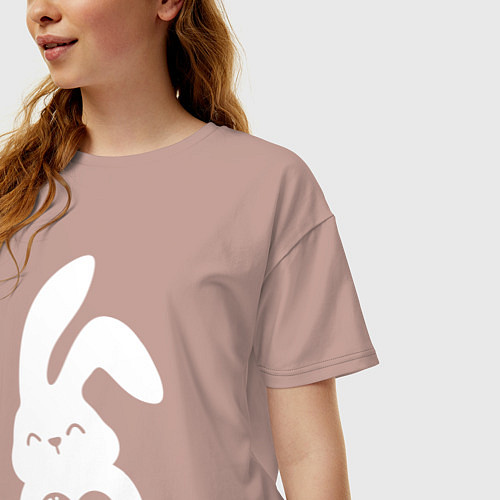 Женская футболка оверсайз Lovely bunny / Пыльно-розовый – фото 3