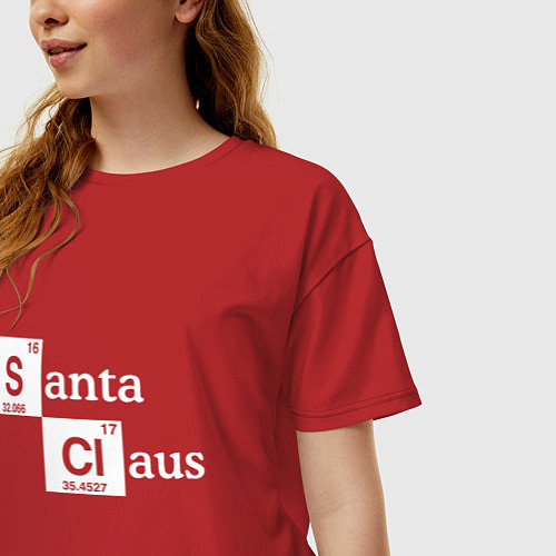 Женская футболка оверсайз Santa Claus chemistry / Красный – фото 3