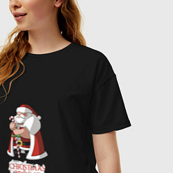 Футболка оверсайз женская Christmas is coming, цвет: черный — фото 2