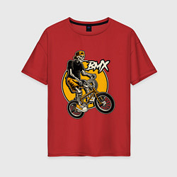 Футболка оверсайз женская BMX rider, цвет: красный