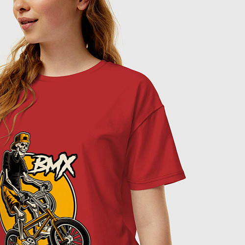 Женская футболка оверсайз BMX rider / Красный – фото 3