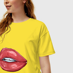 Футболка оверсайз женская Сочные губы, цвет: желтый — фото 2
