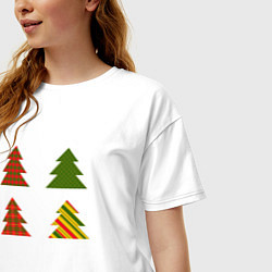 Футболка оверсайз женская Стильные новгодние ёлки, цвет: белый — фото 2