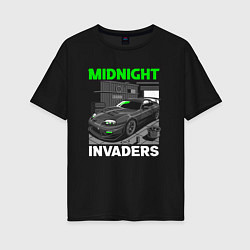 Футболка оверсайз женская Midnight inviders - Toyota Supra, цвет: черный