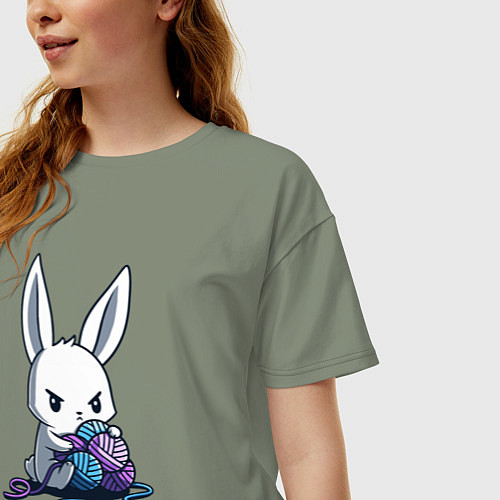 Женская футболка оверсайз Не трогай мои нитки / Авокадо – фото 3