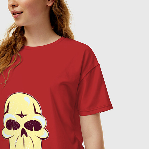 Женская футболка оверсайз Черепушка с бликами / Красный – фото 3