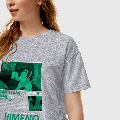 Женская футболка оверсайз Химэно белые буквы / Меланж – фото 3