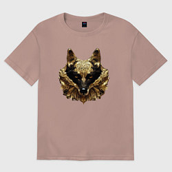 Футболка оверсайз женская Золотой волк, цвет: пыльно-розовый