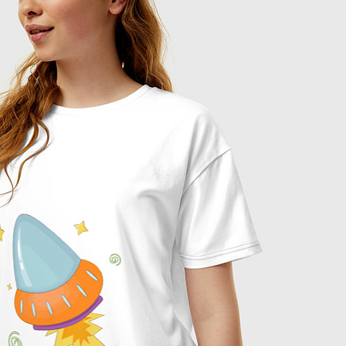 Женская футболка оверсайз Космический корабль / Белый – фото 3
