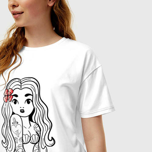 Женская футболка оверсайз Надежда - девчонка в татухах / Белый – фото 3