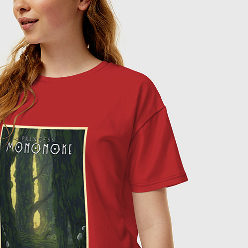 Женская футболка оверсайз Mononoke poster / Красный – фото 3