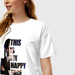 Футболка оверсайз женская Wednesday: This Is My Happy Face, цвет: белый — фото 2