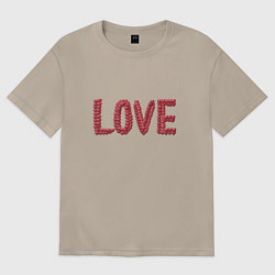 Футболка оверсайз женская Любовь из сердец, цвет: миндальный