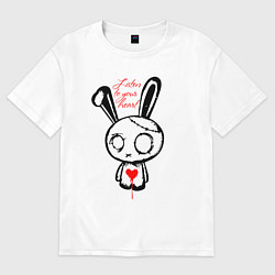 Футболка оверсайз женская Слушай своё сердце - rabbit, цвет: белый