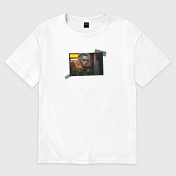 Футболка оверсайз женская Билли в сеттинге Киберпанка, цвет: белый