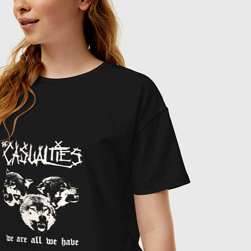 Женская футболка оверсайз The casualties панк рок группа / Черный – фото 3