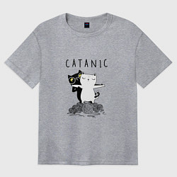 Футболка оверсайз женская Catanic quote, цвет: меланж