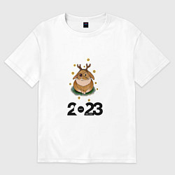 Футболка оверсайз женская Кролик с рогами 2023, цвет: белый