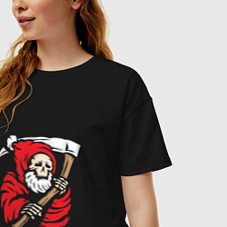 Футболка оверсайз женская Санта киллер, цвет: черный — фото 2