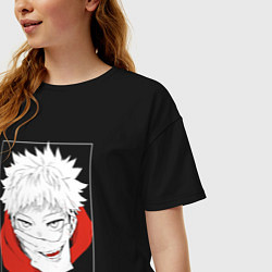 Футболка оверсайз женская Улыбка Юдзи Итадори, цвет: черный — фото 2