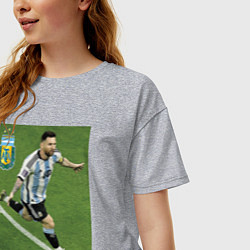 Футболка оверсайз женская Argentina - Lionel Messi - world champion, цвет: меланж — фото 2