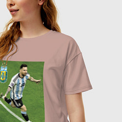Футболка оверсайз женская Argentina - Lionel Messi - world champion, цвет: пыльно-розовый — фото 2