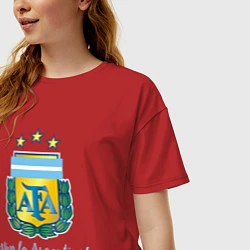 Футболка оверсайз женская Эмблема федерации футбола Аргентины, цвет: красный — фото 2