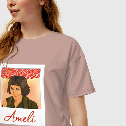 Женская футболка оверсайз Амели с зонтом / Пыльно-розовый – фото 3