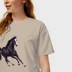 Футболка оверсайз женская Марварская лошадь, цвет: миндальный — фото 2