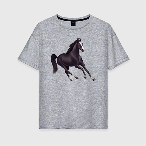 Женская футболка оверсайз Марварская лошадь / Меланж – фото 1