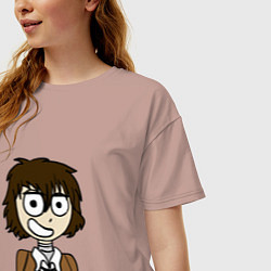 Футболка оверсайз женская Дазай улыбается, цвет: пыльно-розовый — фото 2