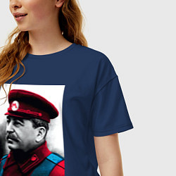 Футболка оверсайз женская Иосиф Виссарионович Сталин - memes Mario, цвет: тёмно-синий — фото 2