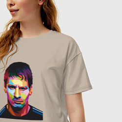 Футболка оверсайз женская Face Messi, цвет: миндальный — фото 2