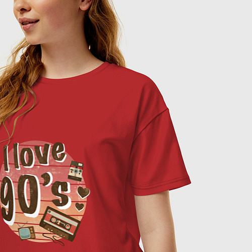 Женская футболка оверсайз I love 90-s / Красный – фото 3