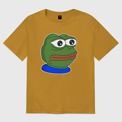 Футболка оверсайз женская Лягушонок Пепе такого ещё не видел, цвет: горчичный